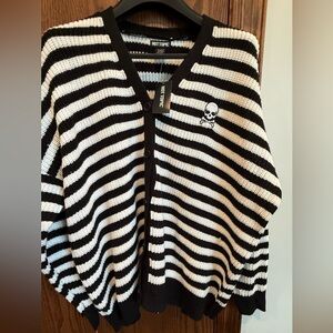 Hot Topic Black and White Striped Cardigan